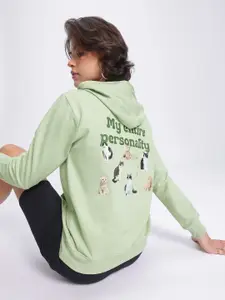 DressBerry Textured Printed Hooded Sweatshirt