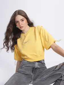 DressBerry Toggled Sleeves Crop Sweatshirt