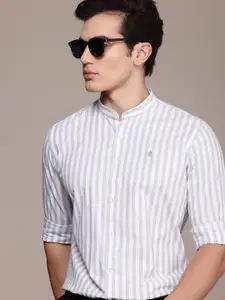 French Connection Men Smart Slim Fit Striped Pure Cotton Slub Casual Shirt