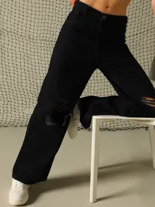 Hubberholme Women 90's baggy High-RiseHeavy Distress Light Fade Jeans