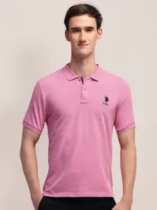 U.S. Polo Assn. Men Solid Polo Collar Cotton Slim Fit T-shirt