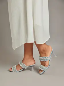 CAI Women Denim Embellished Heels