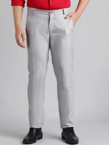 SUBTRACT Men Checked Slim Fit 4 Way Stretch Wrinkle Free Formal Trousers