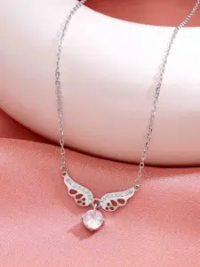 KAI JEWEL Rhodium Plated 92.5 Sterling Silver Cubic Zirconia Necklace