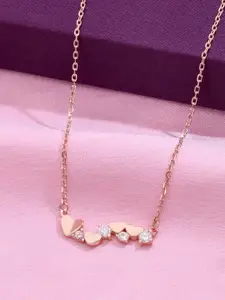 KAI JEWEL Rose Gold Plated 92.5 Sterling Silver Cubic Zirconia Necklace