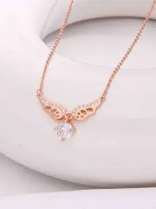 KAI JEWEL Rose Gold Plated 92.5 Sterling Silver Cubic Zirconia Necklace