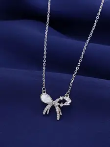 KAI JEWEL Rhodium Plated 92.5 Sterling Silver Cubic Zirconia Necklace