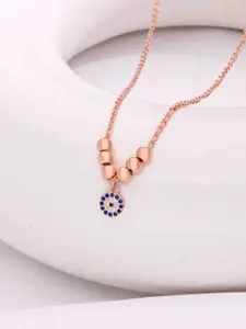 KAI JEWEL Rose Gold Plated 92.5 Sterling Silver Cubic Zirconia Necklace