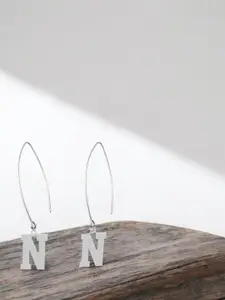 Sangria 925 Sterling Silver A Alphabet Shaped Drop Earrings