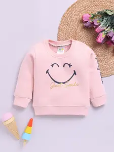 YK X Tinyo Infant Girls Smiley Printed Fleece Sweatshirt