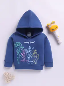 YK X Tinyo Infant Boys Looney Tunes Graphic Printed Fleece Hooded Sweatshirt