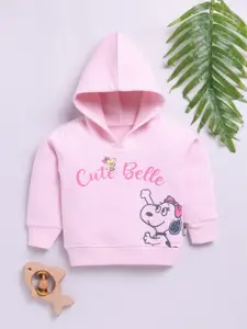 YK X Tinyo Infant Girls Peanuts Printed Fleece Hooded Sweatshirt