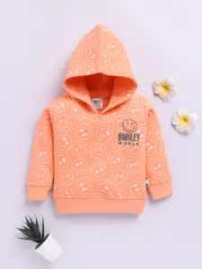 YK X Tinyo Infant Boys Smiley Printed Fleece Hooded Sweatshirt