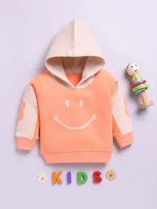 YK X Tinyo Infant Boys Smiley Printed Fleece Hooded Sweatshirt