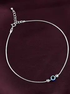925 SILLER Women 925 Sterling Silver Evil Eye Anklet