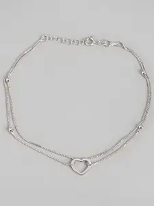 925 SILLER Sterling Silver Rhodium-Plated Single Anklet