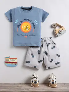 Toonyport Boys Printed Round Neck T-shirt With Shorts