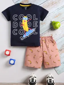 Toonyport Boys Printed Round Neck T-shirt With Shorts