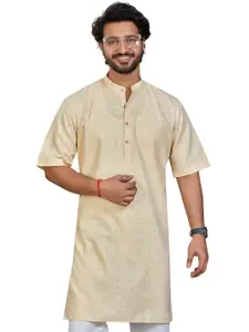 Authentics Mandarin Collar Cotton Linen Straight Kurta