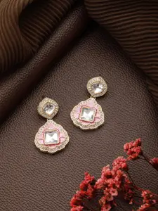 Jazz and Sizzle Gold-Plated Cubic Zirconia Teardrop Shaped Enamelled Drop Earrings