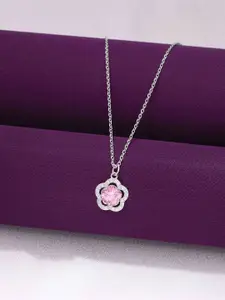 KAI JEWEL 925 Sterling Silver Rhodium-Plated Cubic Zirconia Studded Necklace