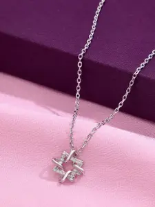 KAI JEWEL 925 Sterling Silver Rhodium-Plated Cubic Zirconia Studded Necklace