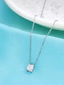 KAI JEWEL 925 Sterling Silver Rhodium-Plated Cubic Zirconia Studded Necklace