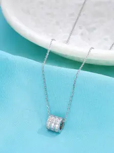 KAI JEWEL 925 Sterling Silver Rhodium-Plated Cubic Zirconia Studded Necklace