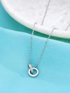 KAI JEWEL 925 Sterling Silver Rhodium-Plated Cubic Zirconia Studded Necklace