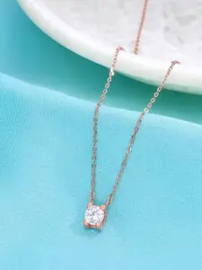 KAI JEWEL 92.5 Sterling Silver Rose Gold-Plated Cubic Zirconia Necklace