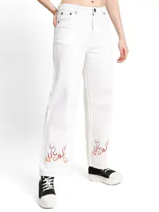 Bene Kleed Women Printed Classic Straight Fit Pure Cotton Jeans