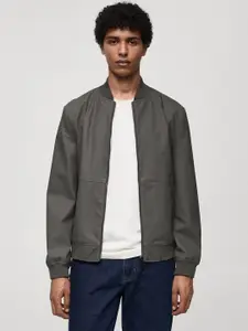 MANGO MAN Suede-Finish Bomber Jacket