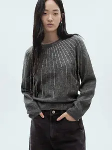 MANGO Embellished Pullover