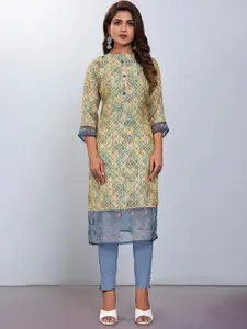 JIVORA Women Mandarin Collar Straight Kurta