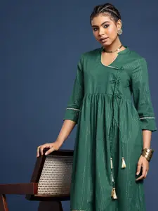 Taavi Pure Cotton Striped Taavi Festive A-Line Angrakha Kurta