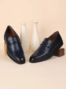 LOUIS STITCH Men Federal Blue Formal Slip-On Moccasin Shoes