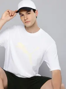 Puma Ess Elevated Boxy Fit Brand Logo Printed Drop Shoulder Pure Cotton T-shirt