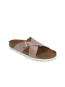 MOZAFIA Women Buckled Open-Toe Flats
