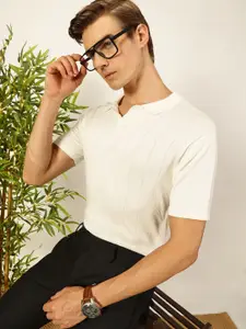 Thomas Scott Men Self Design Regular Fit Knitted Polo T-shirt