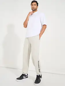 Styli Men Relaxed Fit Pure Cotton Terry Joggers with Bottom Hem Print