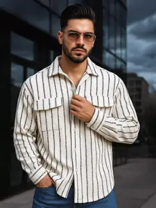 Maniac Men Comfort Opaque Striped Casual Shirt