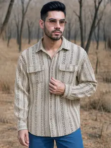 Maniac Men Comfort Opaque Striped Casual Shirt