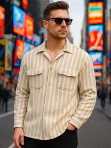 Maniac Men Comfort Opaque Striped Casual Shirt