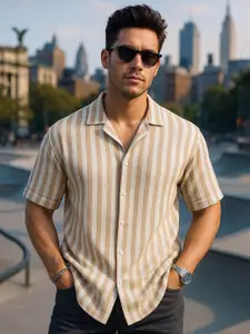 Maniac Men Comfort Opaque Striped Casual Shirt