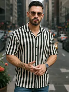 Maniac Men Comfort Opaque Striped Casual Shirt
