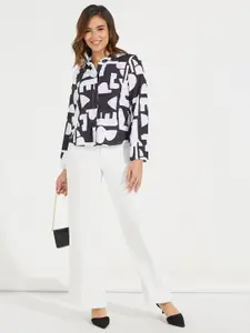 Styli Abstract Printed Flared Sleeves Casual Shirt