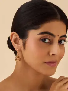 Kushal's Fashion Jewellery Gold-Plated Stones Studded Dome Shaped Jhumkas