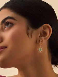 Kushal's Fashion Jewellery Embellished Bridal Gold-Plated Zircon Studded Geometric Studs