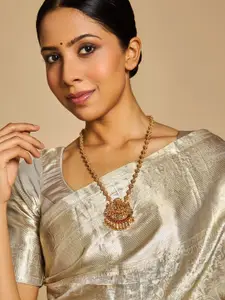 Kushal's Fashion Jewellery Gold-Plated Stone Studded Antique Necklace