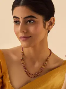 Kushal's Fashion Jewellery Embellished Bridal 92.5 Silver Gold-Plated Temple Necklace